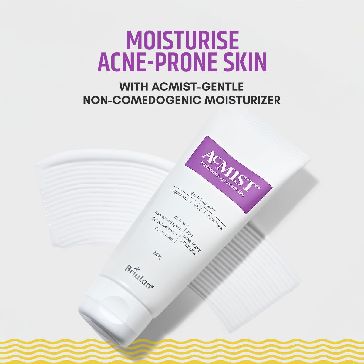 Acmist Moisturizing Gel for Oily & Acne-Prone Skin | Oil-Free, Non-Comedogenic, Quick Absorbing & Makeup Friendly | With Vitamin E, Aloe Vera & Squalane | For Men, Women & Teens | 50g/1.7 oz.