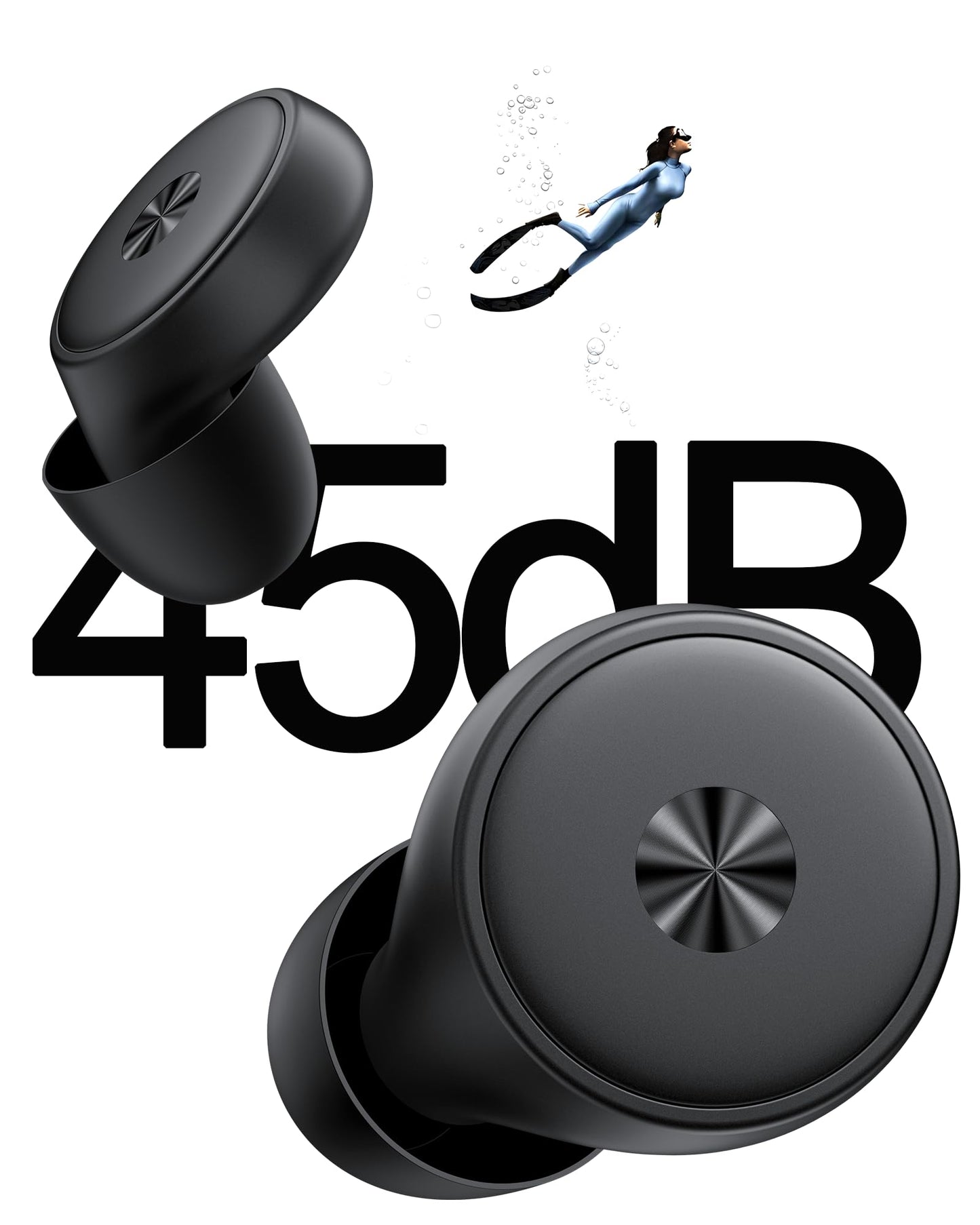 BIGOOD 45dB Ear Plugs for Sleeping 0.1oz Ultra-Comfy Noise Cancelling Ear Plugs for Concerts, Deep Focus, Travel, Noise Reduction Ear Plug with 8 Ear Tips Reusable Earplugs with Carry Case Black