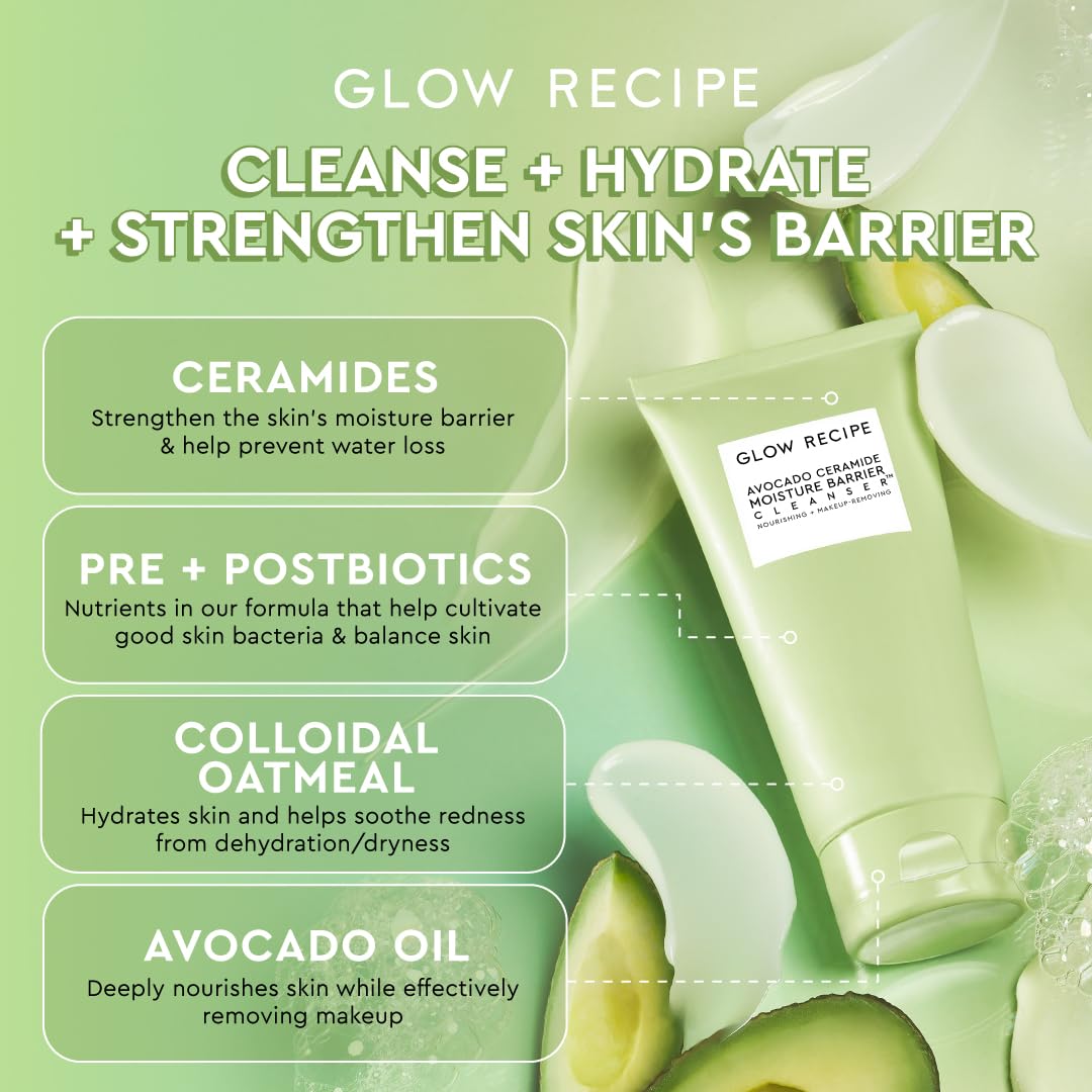 Glow Recipe Nourishing Double Cleanse Duo - Blueberry Mini Gentle Cleanser (30ml) + Avocado Ceramide Moisture Barrier Cleanser (150ml)