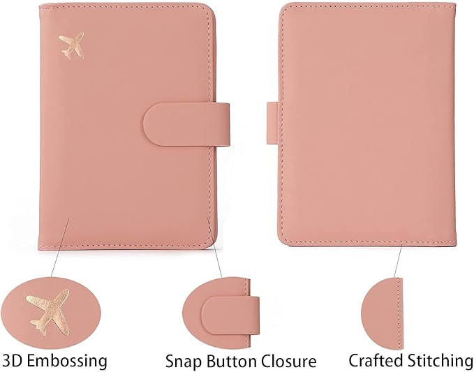 Cnycmy Passport Holder with Airtag,Passport-Wallet-Holder for Women, RFID Passport Holder with Slot Waterproof, PU Leather Travel Passport Case (pink)