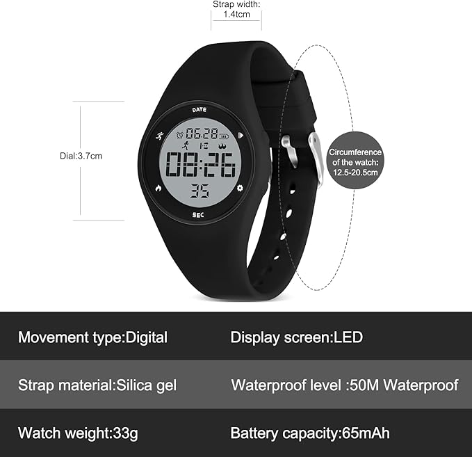 Kids Watches for Girls Boys Digital Sport Watch with Step Counter Pedometer Vibration Alarm Clock, No App Waterproof Fitness Tracker Kids Watch Boys Girls Teens Students Ages 5-16