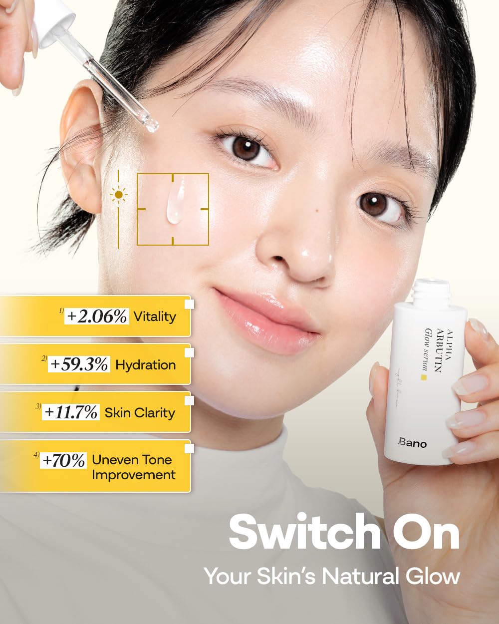 Bano Alpha Arbutin Glow Serum – 2% Alpha Arbutin + Niacinamide for Skin Vitality & Glow, Uneven Tone | Hydrating Hyaluronic Acid | Korean Skincare for Sensitive Skin | Fragrance-Free | 1.01 fl oz