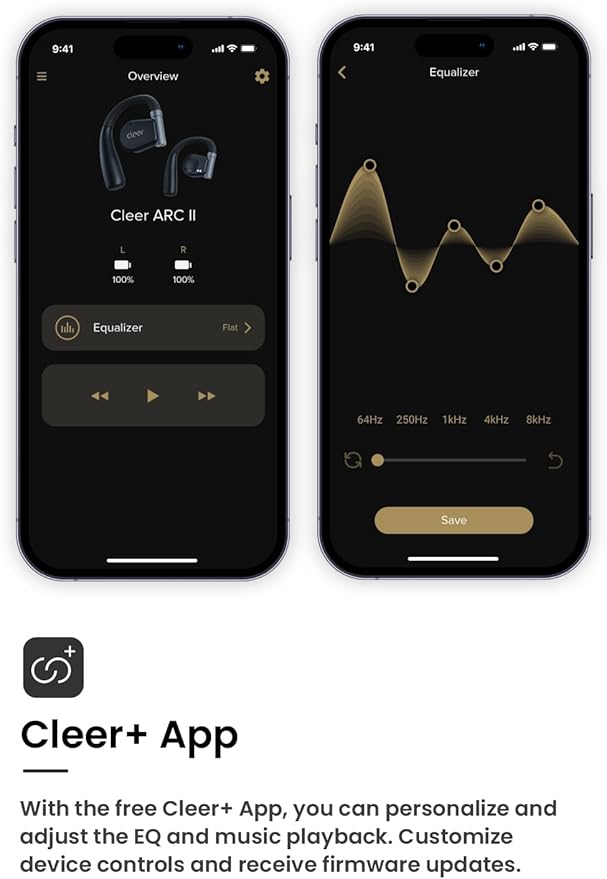 Cleer ARC II Open Ear Headphones, True Wireless Ear Buds with Dual Mic, Sweat Resistant, Multi-Point Connect, 35 Hrs Playtime, Secure Fit, Bluetooth 5.3 Earbuds with Ear Hooks, Preset EQs, Blue