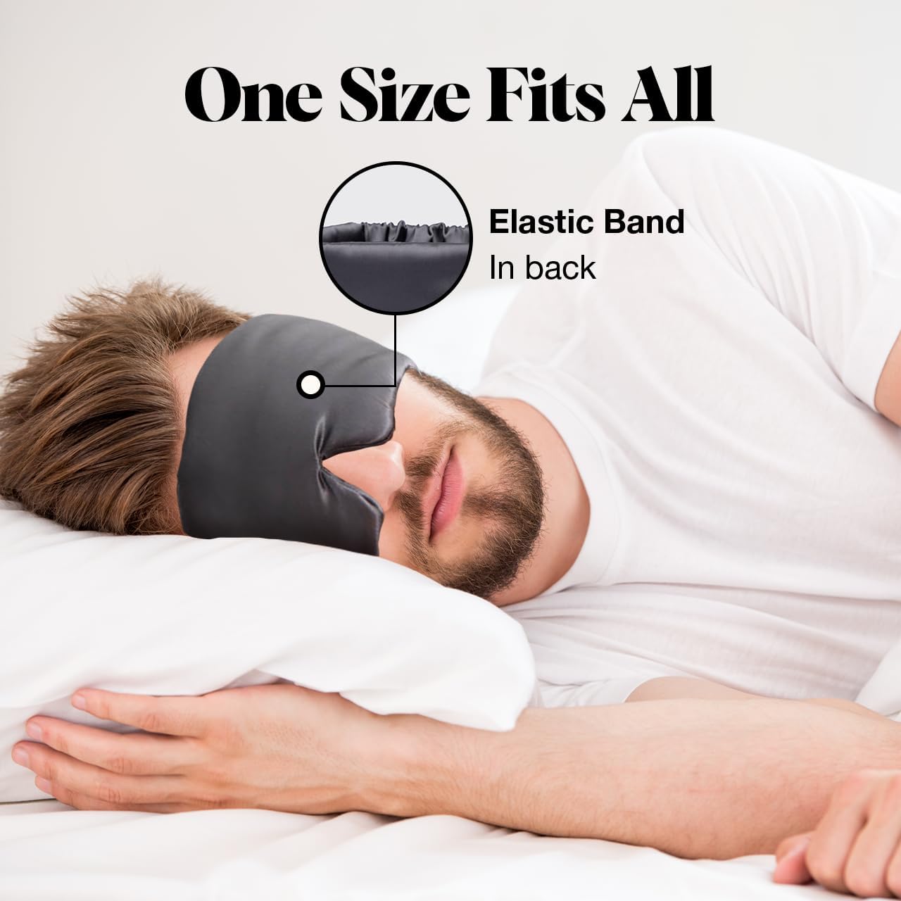 Kitsch Satin Sleep Mask - Eye Mask for Sleep, Softer Than Silk Satin Sleeping Mask Blindfold and Sleep Masks for Women and Men, Eye Care Travel Essentials - Charcoal Black