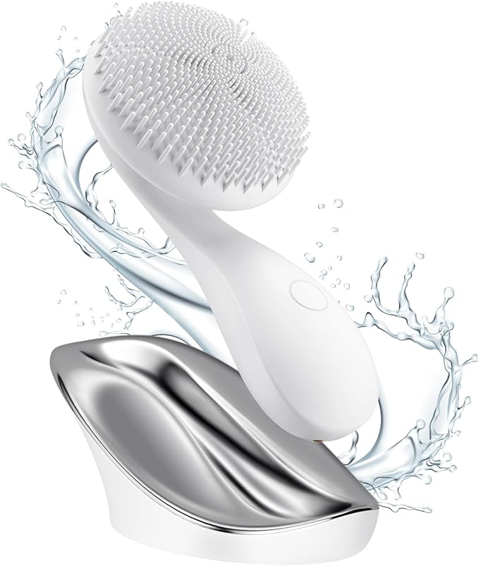 2 in 1 Facial Cleansing Brush, Rotating Magnetic Beads & Massage Cleaning Electric Face Scrubber, Waterproof and Rechargeable Exfoliating Face Scrubber Brush