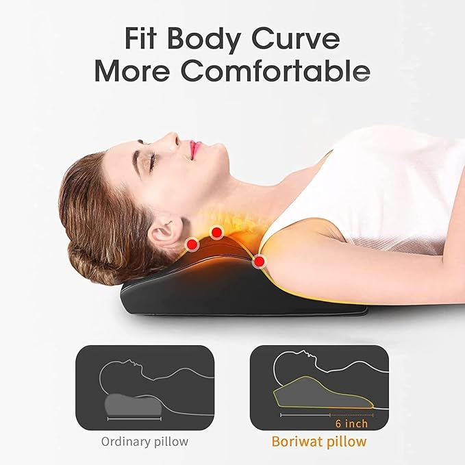 Boriwat Neck Back Massager with Heat-Adjustable Cordless Electric Massagers-3D Shiatsu Deep Tissue Kneading Massage Pillow-Gifts for Men Women Mom Dad for Pain Relief