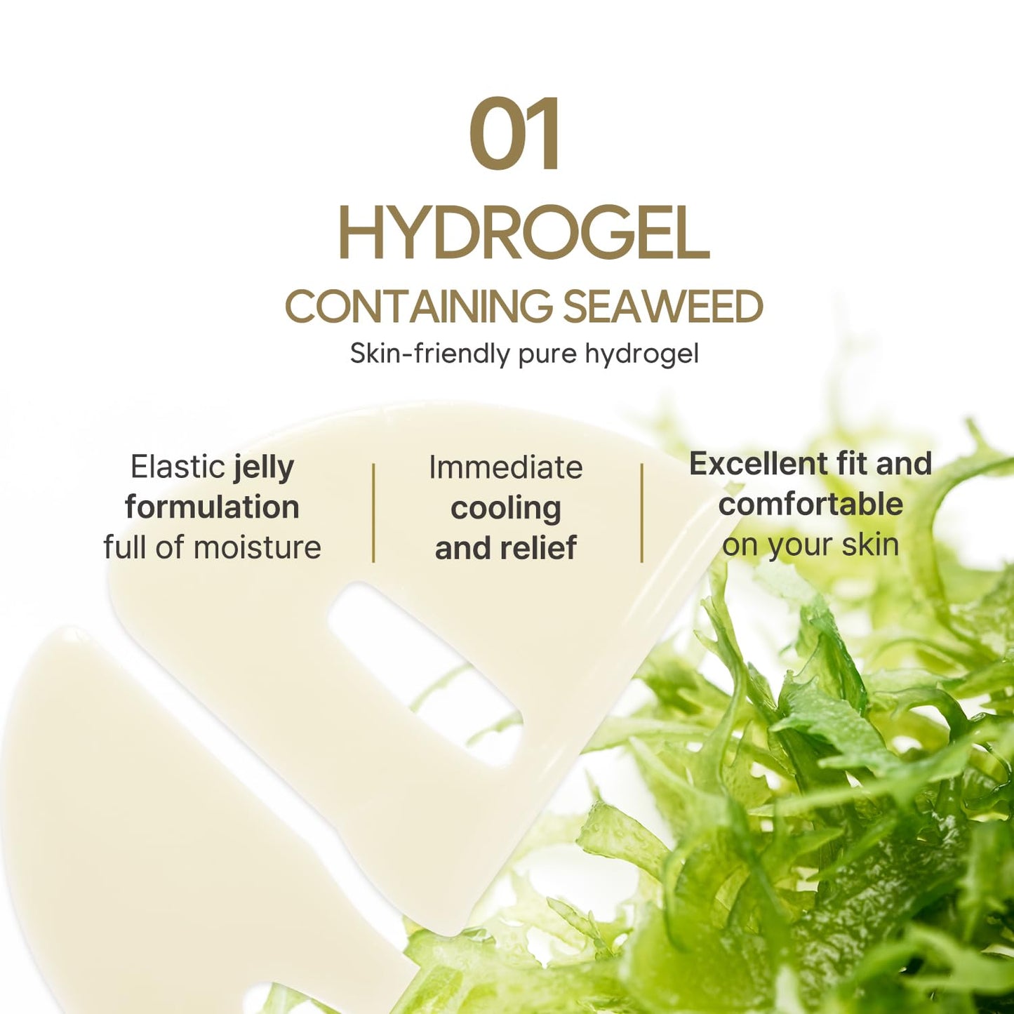 Gold Hydrogel Mask Pack 5ea - 24k Gold Face Mask for Moisturizing, Glow Skin, Hydrating, Skin Elasticity, Youthful Complexion, Ginseng, Collagen Facial Mask