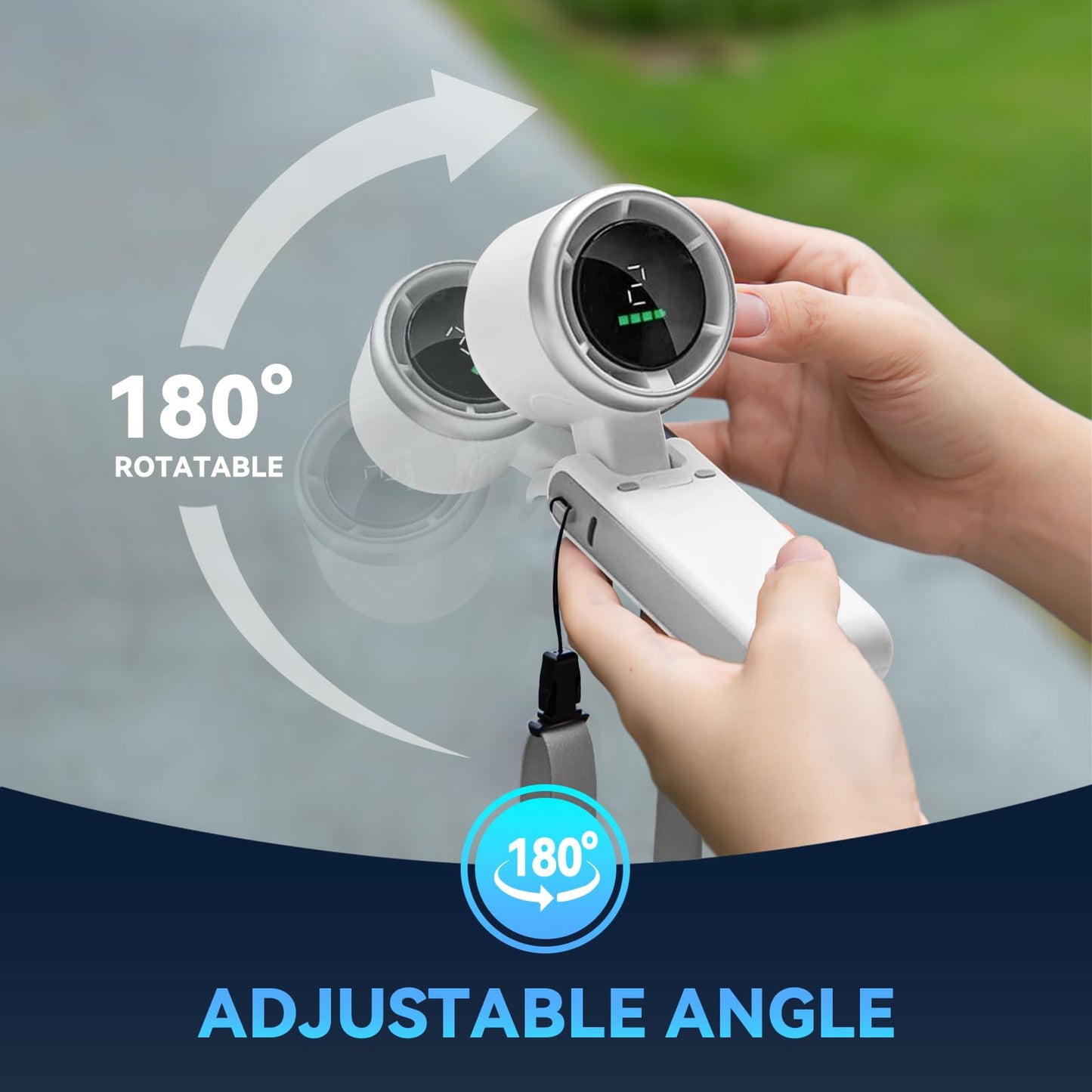 PlayHot Portable Handheld Turbo Fan, 5 Gear Wind, Battery Operated, Up to 12 Working Hours, 3 IN 1 Hand Fans with Air Turbo Tech Cooling Fan for Outdoor Activities, Travel, Beach (White)