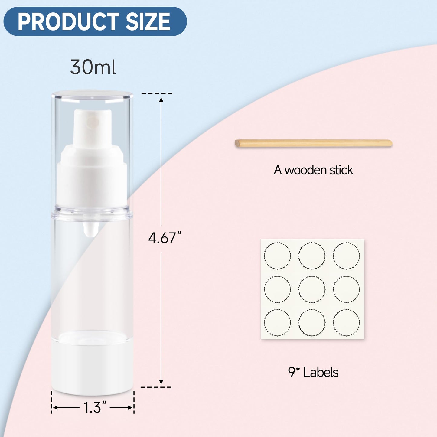 GIVITASOT 1OZ/30ML Airless Pump Small Spray Bottle, 6 Pack Vacuum Travel Spray Bottle, Fine Mist Mini Bottle for Toner Perfume Makeup Water Liquid Makeup Tool
