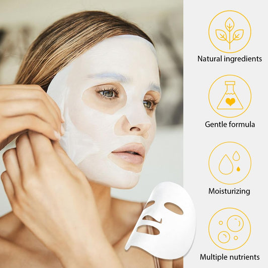 6 PCS Real Nature Hydrating Strawberry Cherry Peach Face Mask skincare, Hyaluronic Acid, Vitamin C and E, Chamomile, Korean Beauty Essence Facial Paper Sheet Mask for Skin Care Moisturizing