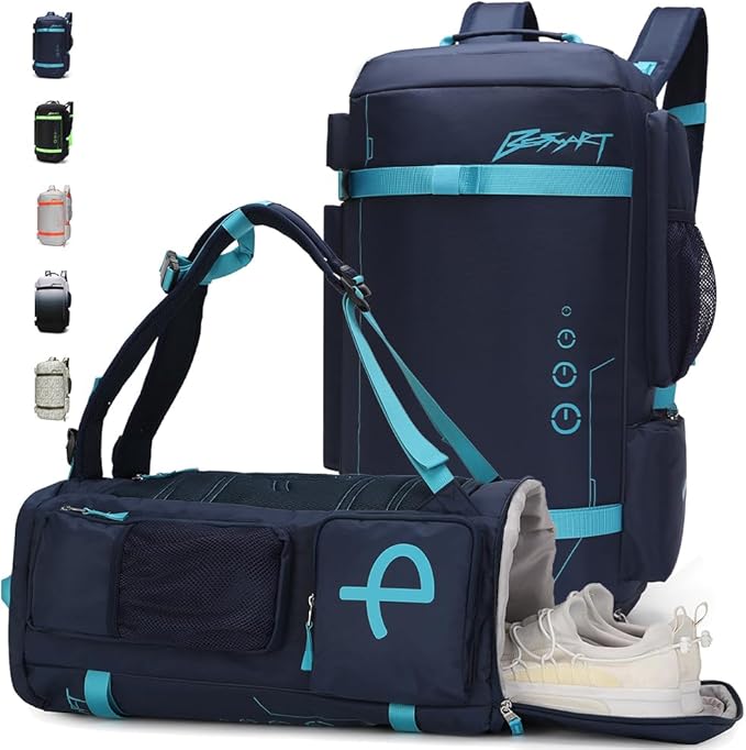 BE SMART 40L Extra Large Gym Backpack for Men, Big Gym Bag with Shoes Compartment, Waterproof Heavy Duty Duffel Bags, Men's Workout Backpacks for Outdoor Sport,Hiking,Camping,Travel