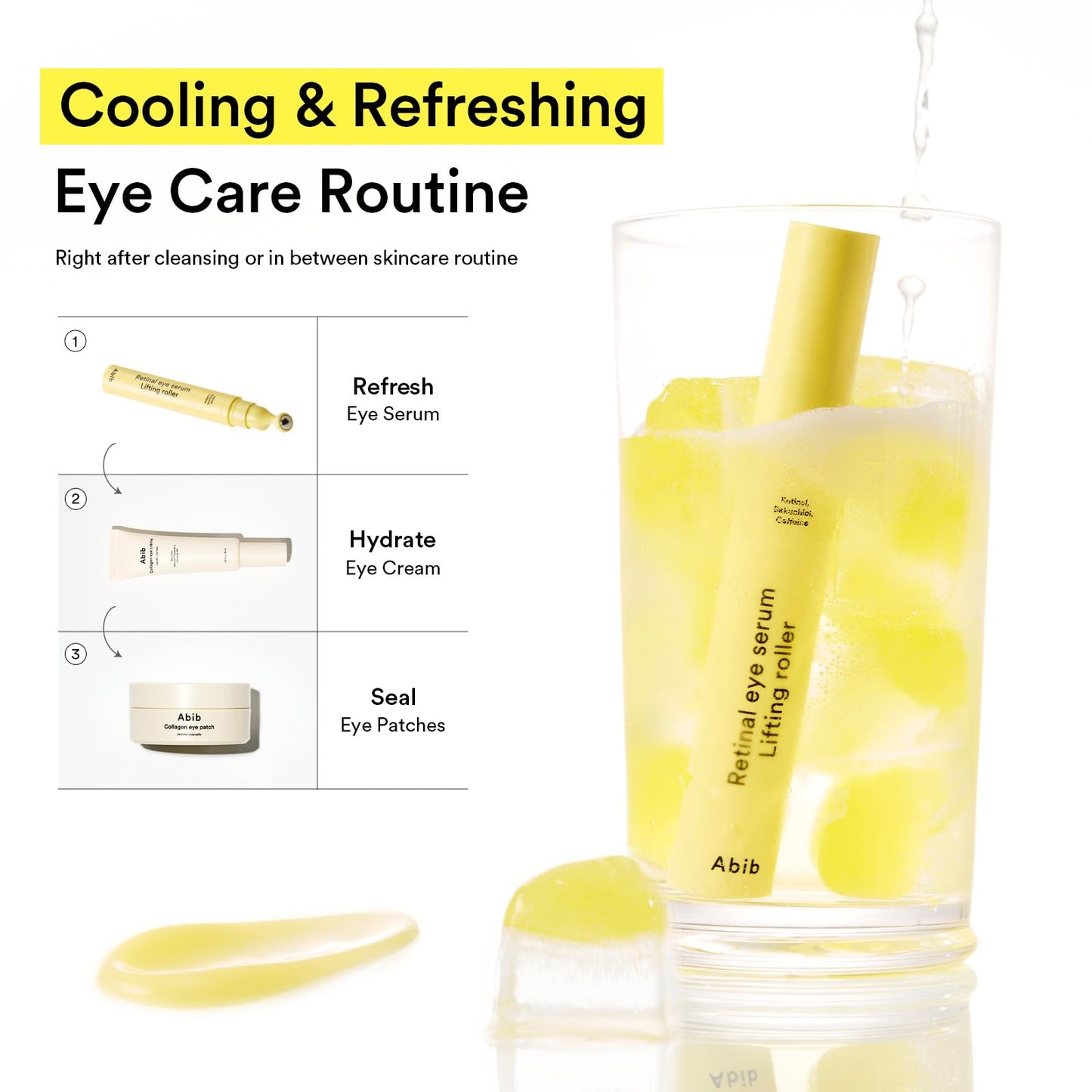 Abib Retinal Eye Serum Lifting Roller 0.5 Fl Oz,15ml | Anti-Aging Eye Applicator for Wrinkles, Puffiness, Dark Circles with Caffeine & Bakuchiol for Under Eyes | Travel Size Skincare Essential