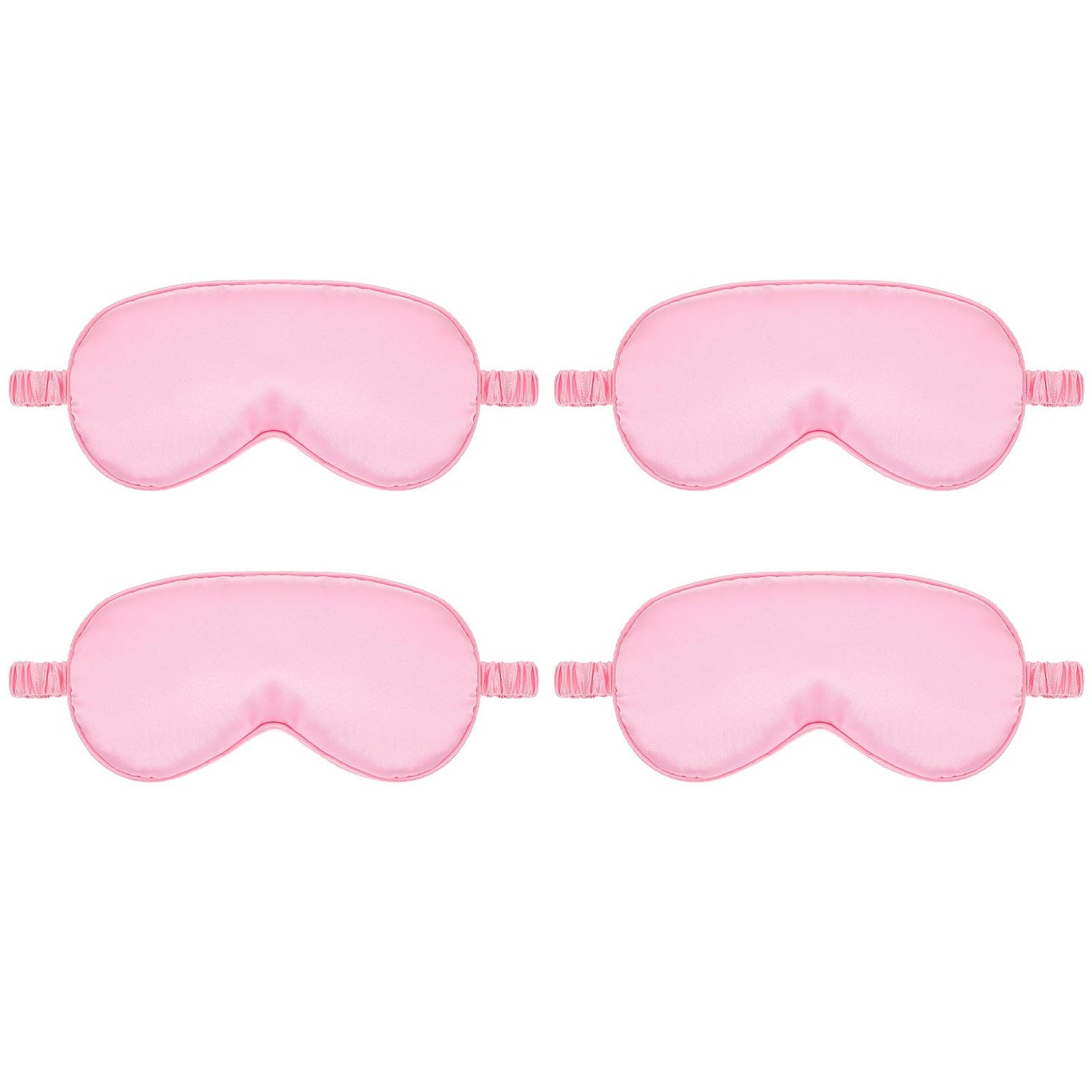 KFHENSOMR Silk Sleep Eye Mask 4 Pack Mulberry Sleep Mask Eye Cover Blindfold with Elastic Strap Cute Satin Soft Eyeshade Masks for Women Night Sleeping Travel Nap (Pink)