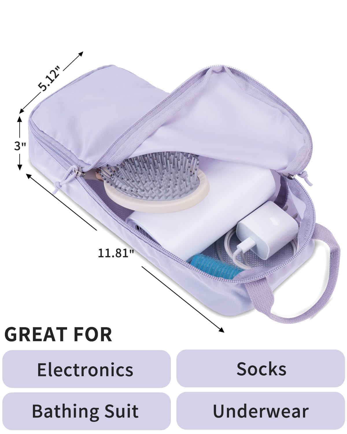 Ceneda 7 Set Compression Packing Cubes for Travel, Expandable Luggage Organizer with Shoe & Laundry Bags, Lightweight Suitcase Packing Cubes for Women & Family, Carry-On, Cruise, Vacation(Purple)