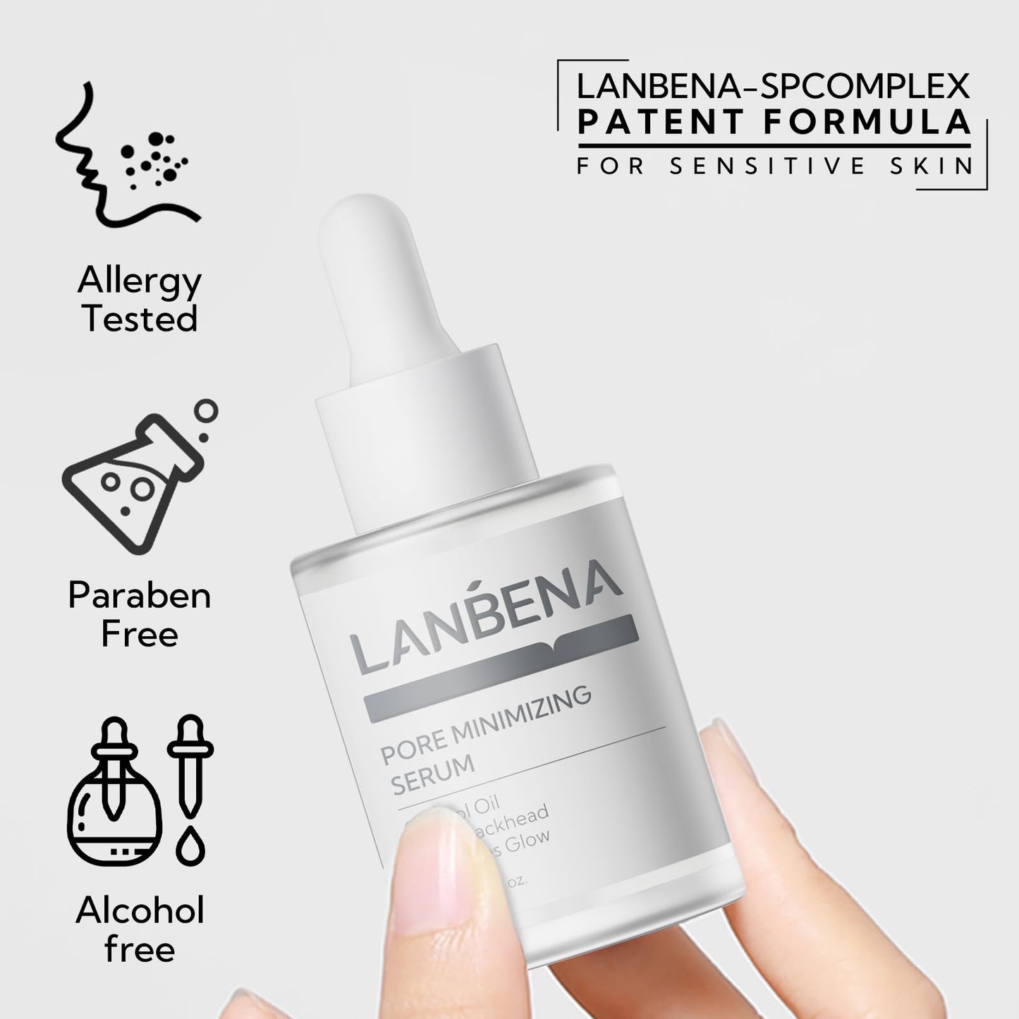 LANBENA Pore Minimizer Serum, Pore Minimizer & Reducer for Face, Minimizing, Shrinking, Oil Control Firming, Tightening Pores, 100% Vegan Pore Moisture after Blackhead Remover, 0.5 fl.oz