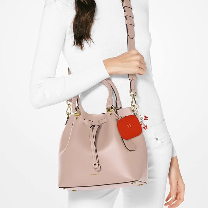 Compatible with Powerbeats Pro, Soft Silicone Case with Gold Heart Pattern for Powerbeats Pro Case with Cute Butterfly Keychain for Girls Women (Red)