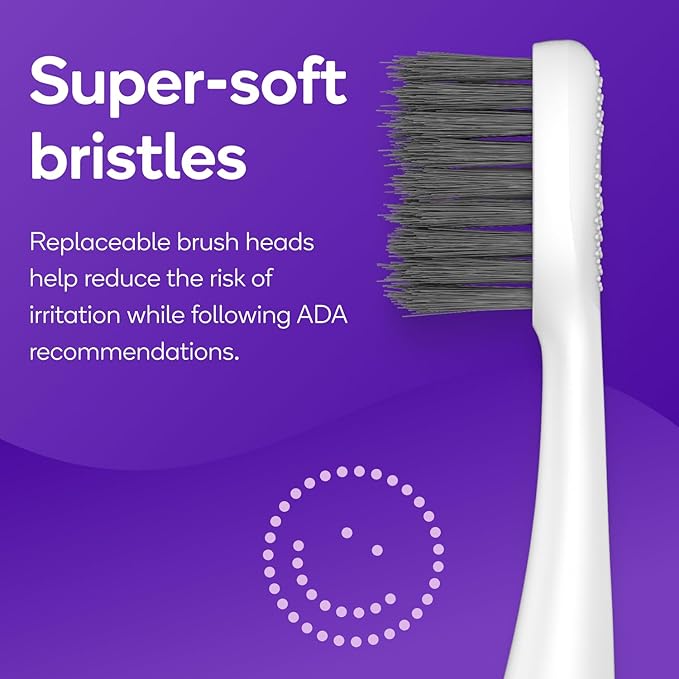 Burst Nova Toothbrush (White) | Sonic Powered Teeth Whitening | Super-Soft Bristles | 18000 VPM | 2 Minute Timer | Aluminum Handle | Replaceable Brush Head | Compact Size | with AAA Battery