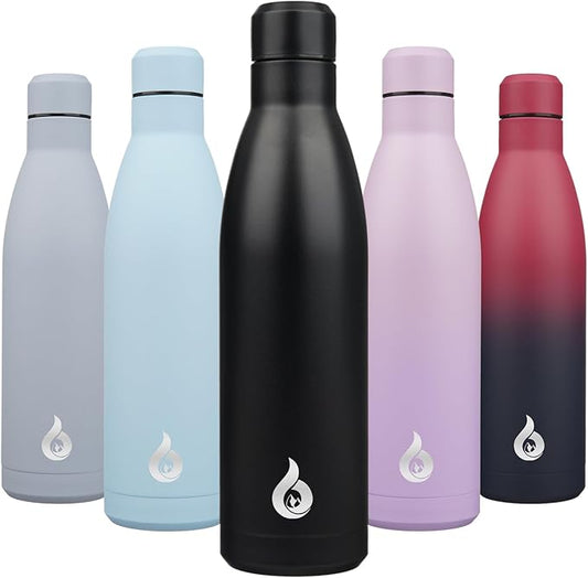 BJPKPK 25oz Insulated Stainless Steel Water Bottles Reusable Metal Travel Sports Water Bottle Keep Cold and Hot,Midnight Black