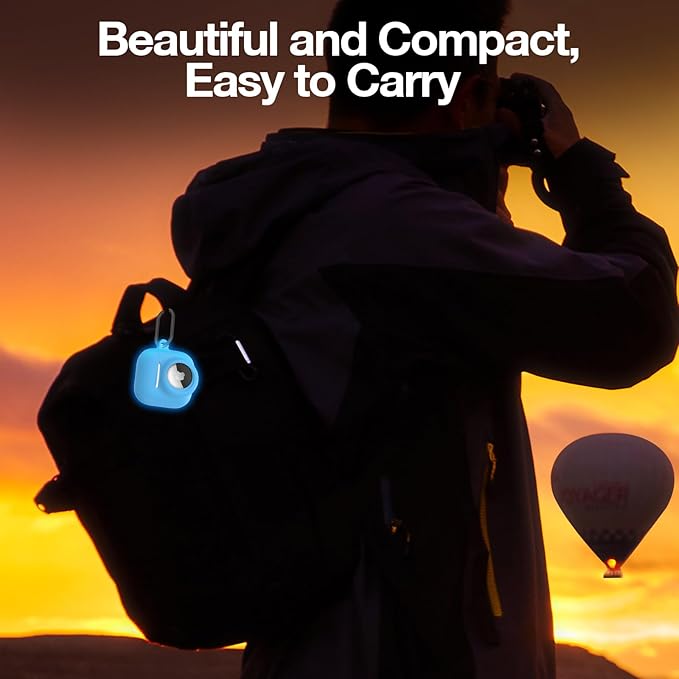 2 in 1 Silicone Case Compatible with AirPod 4 and AirTag, Shockproof Protective Skin Cover for AirPods 4th Generation with Cleaner Kit & Carabiner (Glow Blue)