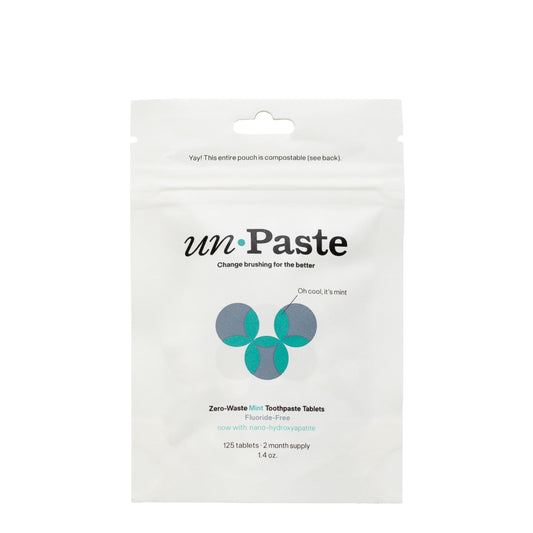 Now w/Nano-HYDROXYAPATITE, New Formula, Unpaste Toothpaste Tablets, Fluoride-Free Mint Remineralizing Tablet, Xylitol Free, Vegan, Plastic Free, Travel-Friendly, Resealable Packet, 125ct/2 mo Supply