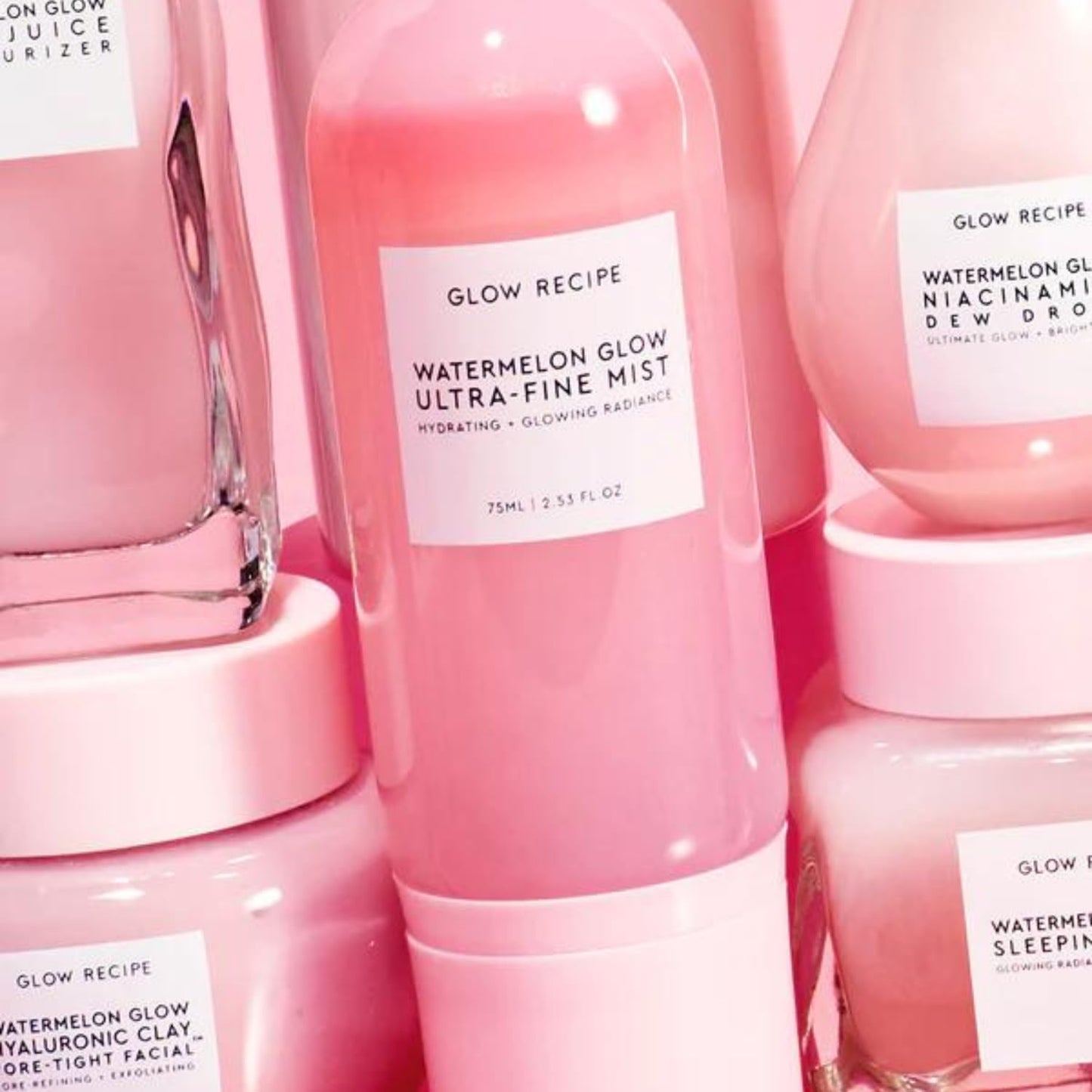 Glow Recipe Watermelon Glow Facial Spray + Hydrating Mist - Ultra-Fine Face Mist with Hyaluronic Acid + Hibiscus AHA to Refresh Dry Skin & Enhance Dewy Makeup - Suitable for All Skin Types (75ml)