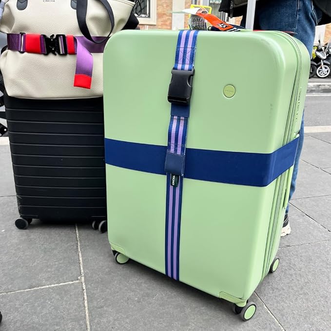 Cincha Travel Adjustable Luggage Strap, Fits Carry-On and Checked Bags, TSA Approved, Shark Tank Brand, Premium Travel Accessory (Navy)