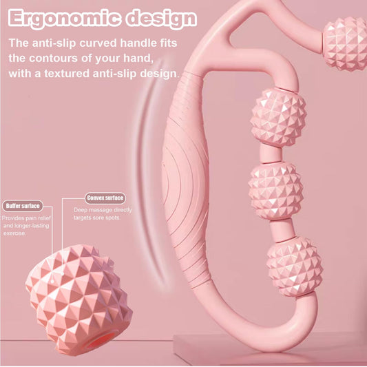 9 Wheel Leg Massager Roller for Lymphatic Drainage & Cellulite, Muscle Massage Stick for Deep Tissue Pain Relief, Body Sculpting for Thighs, Legs, Waist, Arms - Pink