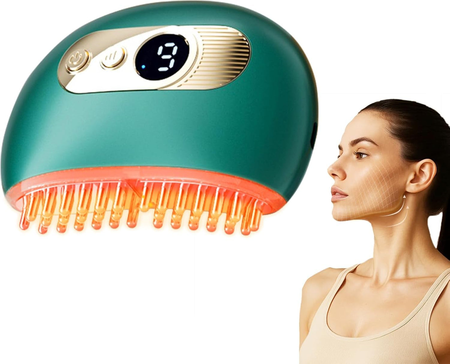 Kinbana Lymphatic Contour Face Brush – Face Massager for Lymphatic Drainage, Double Chin Reducer, and Facial Sculpting – Gentle Vibrating Lymphatic Drainage Tool for Jawline & Puffiness - Green