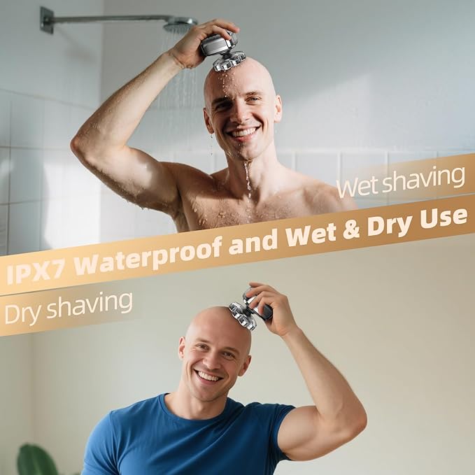 9D Head Shavers for Bald Men, 5 in 1 Detachable Head Shaver with LED Display, IPX7 Waterproof Wet Dry Rechargeable Electric Shavers for Men Grooming Kit for Home & Travel