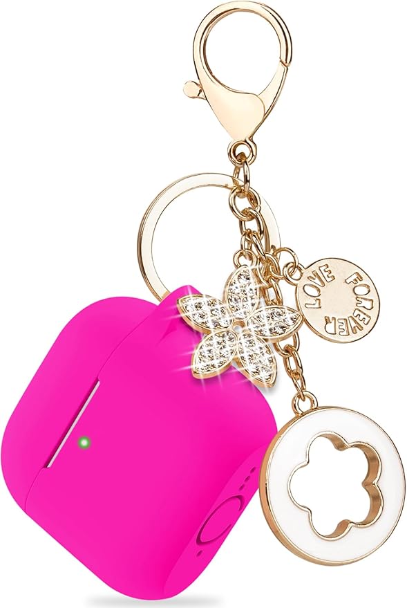 Case Cover for Apple Airpods 4 - VOTILE Airpods 4 Cases 2024 Cover Women Silicone iPods 4 Earbuds Wireless Accessorie Charging Cases Girl Bling Keychain for Airpod iPods 4th Generation - Hot Pink