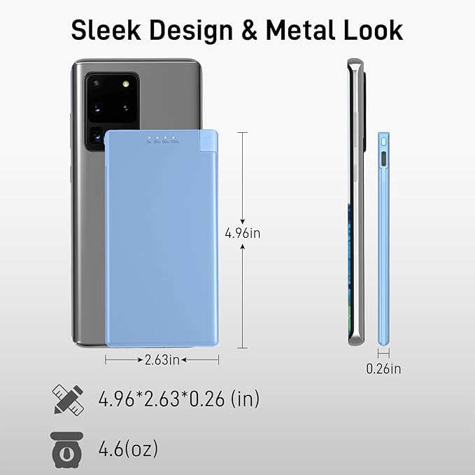 Auskang Portable Charger for iPhone with Built in Lightning Cable- 5000mAh Slim Power Bank Compatible with iPhone 14/13/12/11/X/8/7 Series (Not for iPhone 15 Series)- Thin Battery Pack for Travel