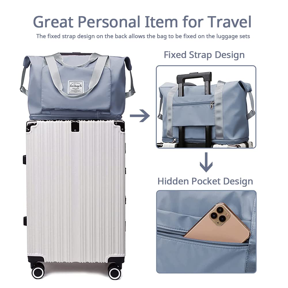 Jahomieo Large Capacity Foldable Travel Bag, Expandable Waterproof Carry on Bag, Dry and Wet Separation Spor Duffel Bags