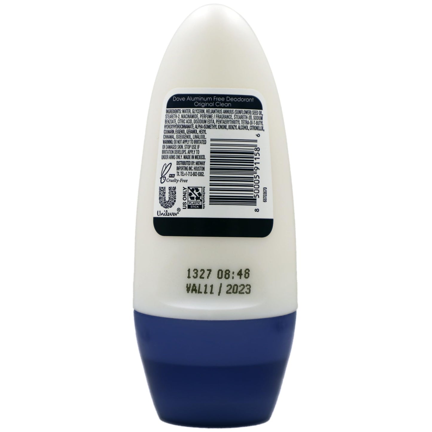 Dove Original Clean Roll On Deodorant, Aluminum Free, All Day Odor Protection, 4-Pack, 1.7 FL Oz Each, 4 Bottles