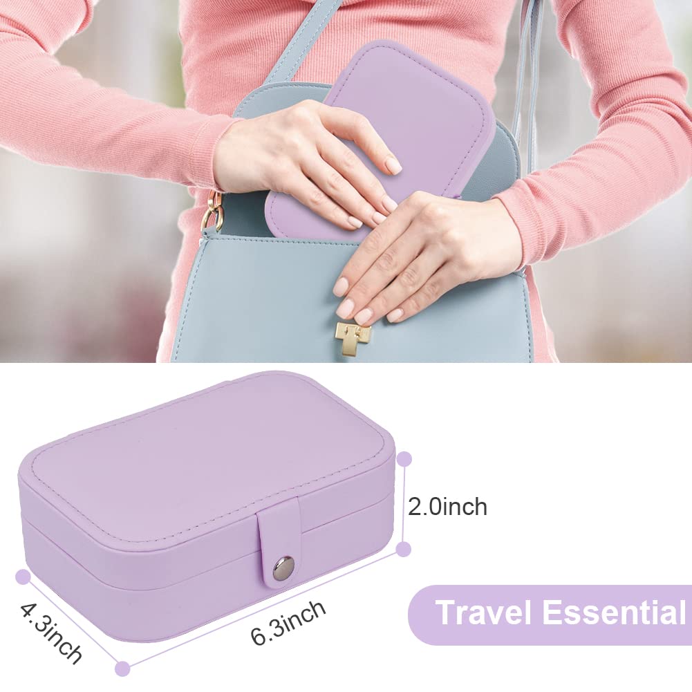 jiemei Jewelry Box, Travel Jewelry Organizer Cases with Doubel Layer for Women’s Necklace Earrings Rings and Travel Accessories (Purple)