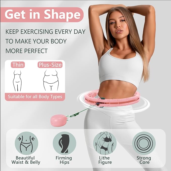 30/12 Knots, Upgraded Magnetic Lock Weighted Hula Hoop for Adults Weight Loss, Infinity Hoop Plus Size, Children Adults Home Outdoors, Fitness Exercise, Abdominal Toner