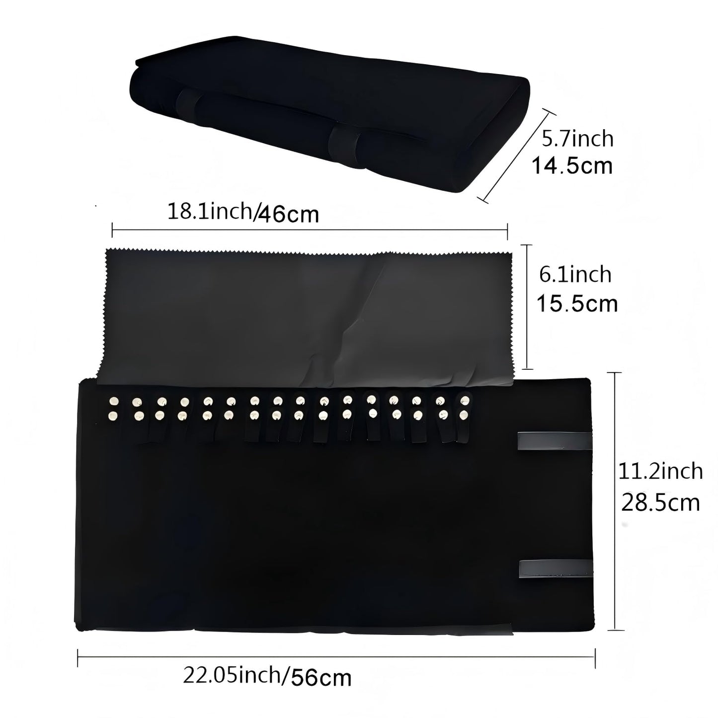 SCIKHEFT Velet Travel Jewelry Case Roll Bag Organizer for Necklace Bracelet Black Gray Velvet (Black Velvet)