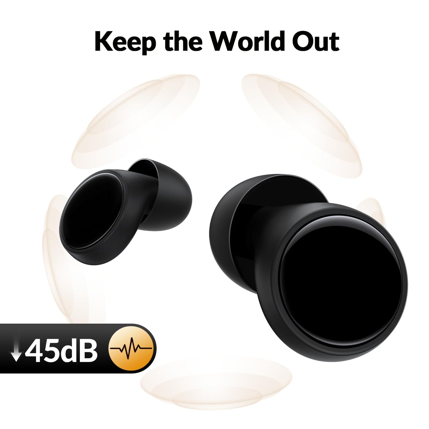 Ear Plugs for Sleeping 45dB Noise Cancelling Ear Plugs for Concerts, Focus, Travel, Work Silicone Hearing Protection Earplugs with 8 Tips (XS-L) Reusable Noise Reduction Ear Plug for Snoring Black