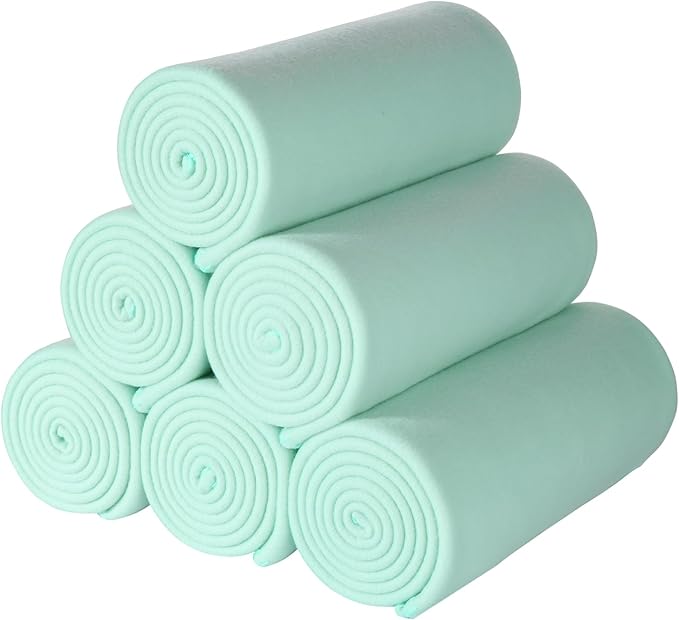 CAI TENG Fleece Throw Blankets Blanket Lightweight Warm Soft Cozy Kids Pet-Friendly Bulk Fleece Blanket Solid for Home, Bed, Sofa, Dorm, Office, Gifts, Outdoor Mint 6 Pack 50 x 60 inch
