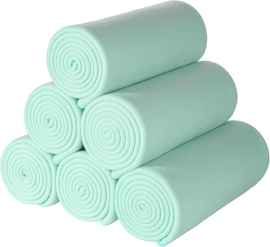 CAI TENG Fleece Throw Blankets Blanket Lightweight Warm Soft Cozy Kids Pet-Friendly Bulk Fleece Blanket Solid for Home, Bed, Sofa, Dorm, Office, Gifts, Outdoor Mint 6 Pack 50 x 60 inch