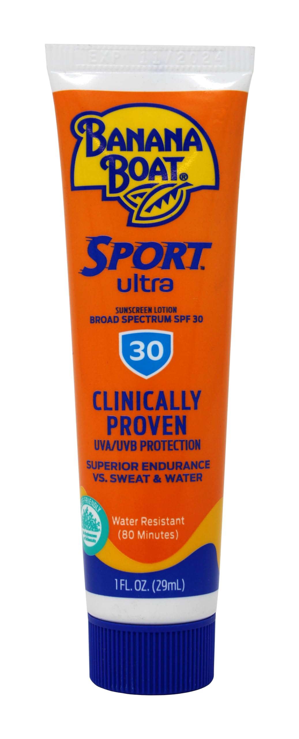 Banana Boat Sport Performance Sunscreen Lotion, SPF 30 1 oz (29 g) (Pack of 4)