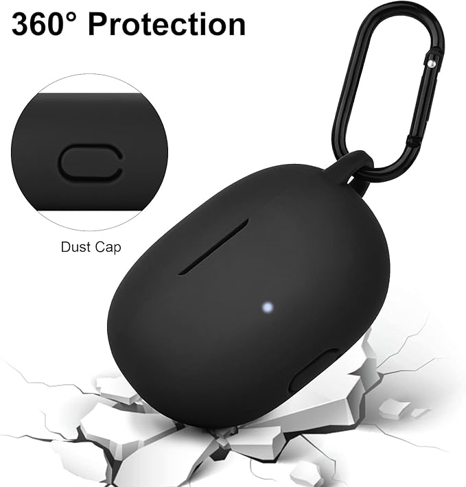 AIRSPO Silicone Case Compatible with Beats Studio Buds Case 2021 Soft Protective Cover for Beats Wireless Earbuds with Keychain（Black