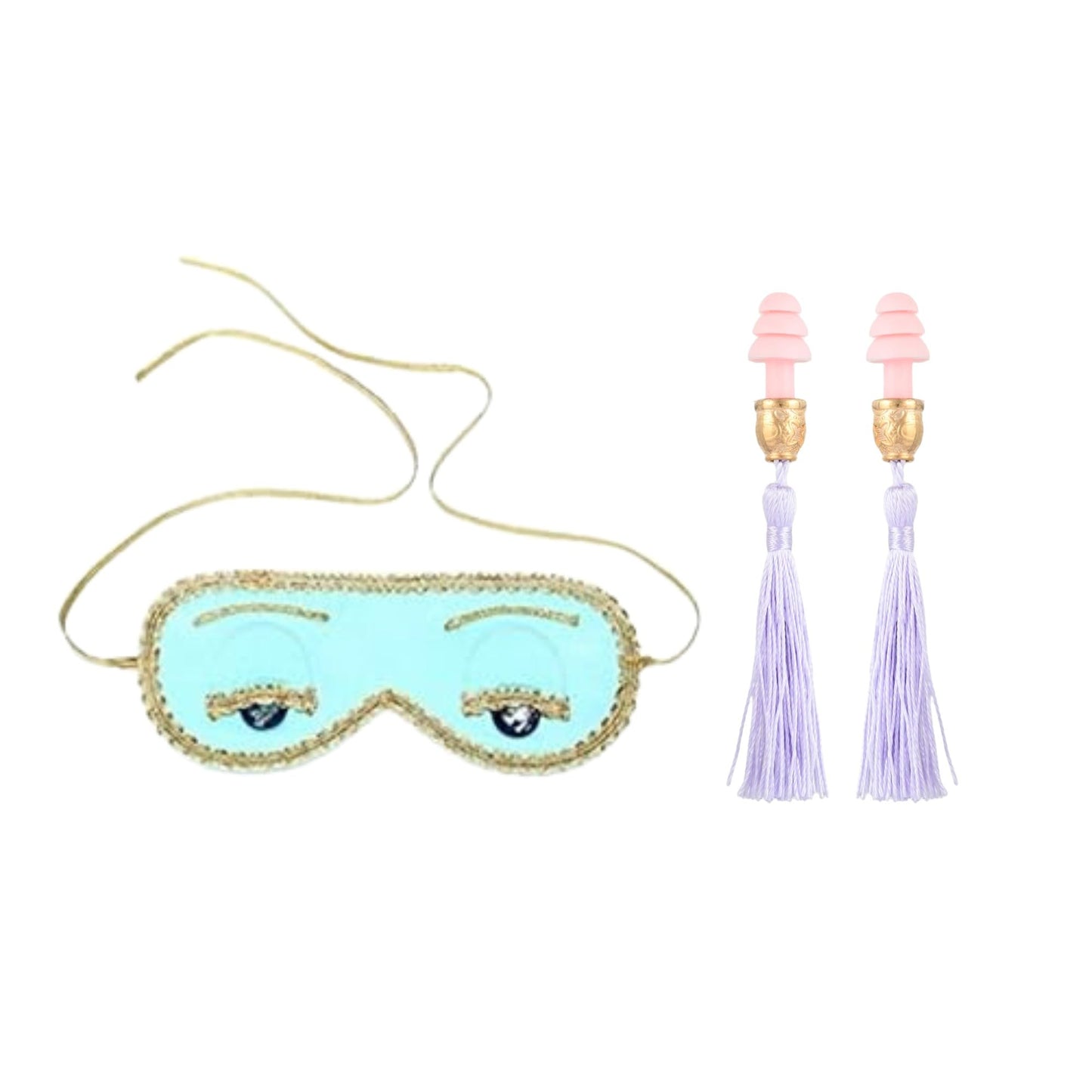 Utopiat Audrey Hepburn Style Silk Sleep Mask & Ear Plugs with Tassel Set for Women | Cute Eye Mask Earplugs Sleeping Beauty Set Costume Accessory