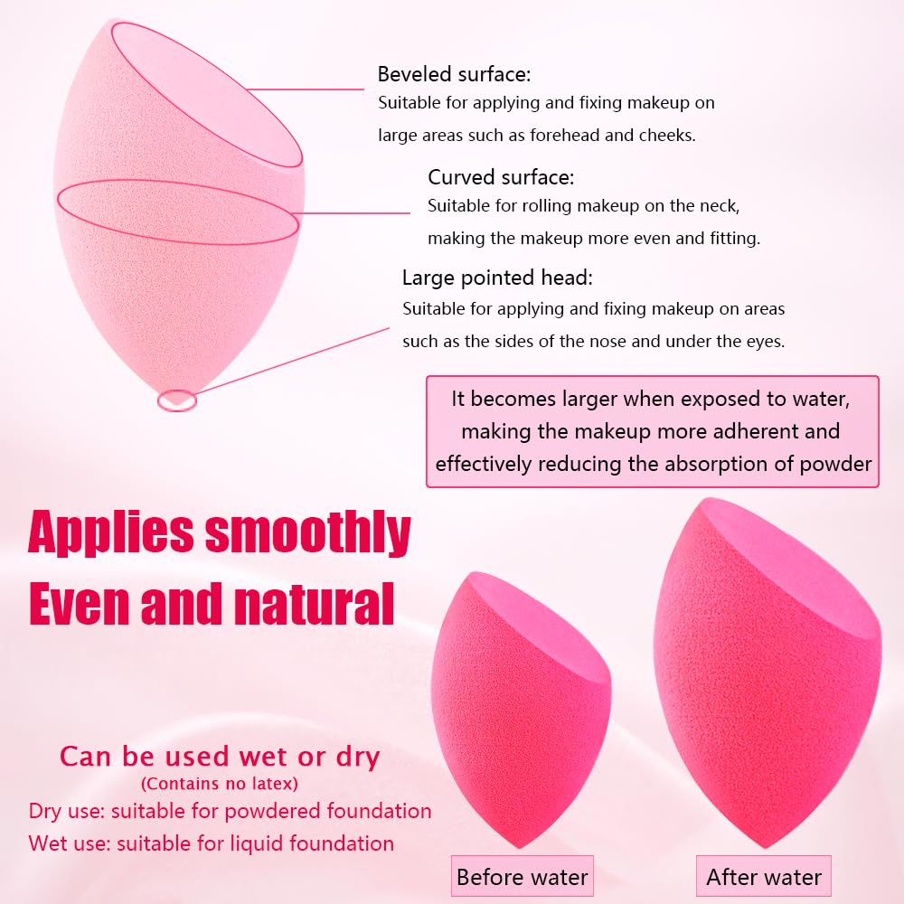 Makeup Foundation Brush with Powder Puff and Sponges, 15pcs Makeup Tool Set, Easily Blends Makeup Set for Liquid, Cream, and Powder, Reusable & Washable (Large, 15, Count)