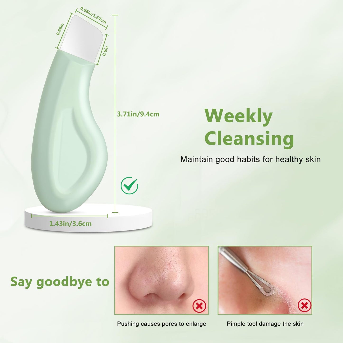 Wanocean Blackhead Remover Tool for Face Nose,Face Spatula for Facial Cleansing, Silicone Face-Scraper,Skin Care Tool, Birthday Gifts for Mom Wife Daughter Men Women(Green)