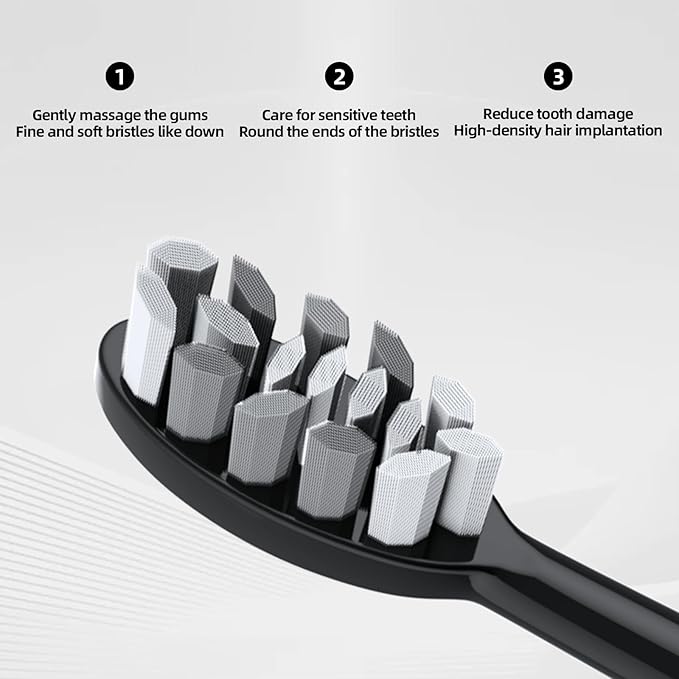 Adult Sonic Electric Toothbrush with 10 Brush Heads, Travel case, and Wall Bracket, Suitable for Both Adults and Children, IPX8 Waterproof, USB Charging, 42000VPM, Black