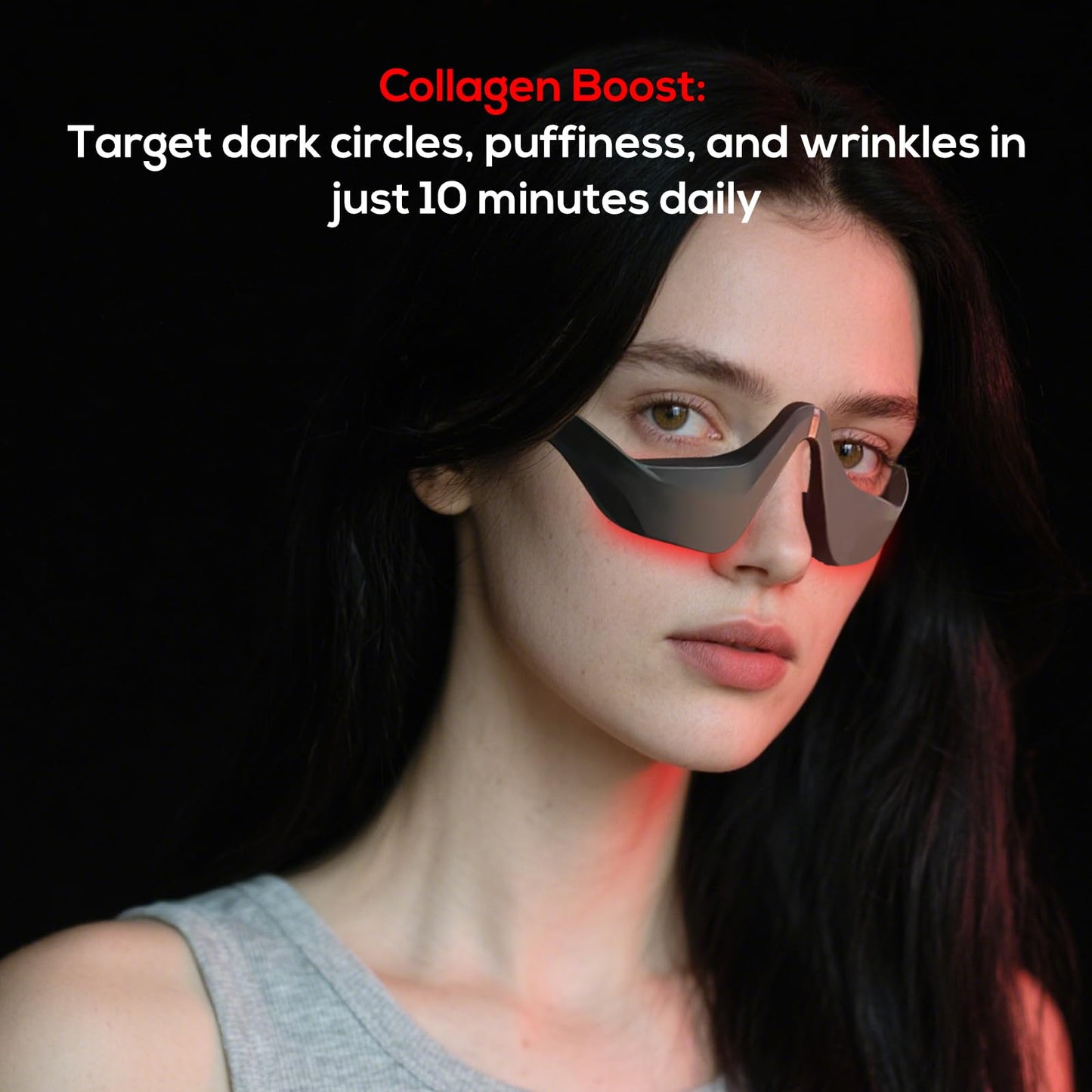 Under-Eye Red Light Therapy Device, & Microcurrent Eye Massager, Puffiness, Eye Bags - Red Light Therapy Glasses for Reducing Wrinkles and Fine Lines