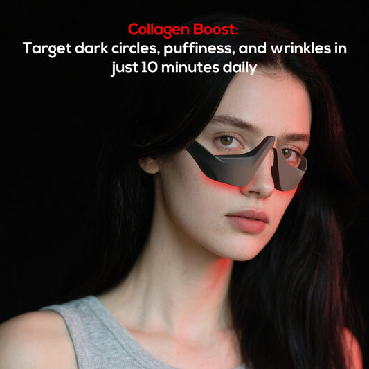 Under-Eye Red Light Therapy Device, & Microcurrent Eye Massager, Puffiness, Eye Bags - Red Light Therapy Glasses for Reducing Wrinkles and Fine Lines