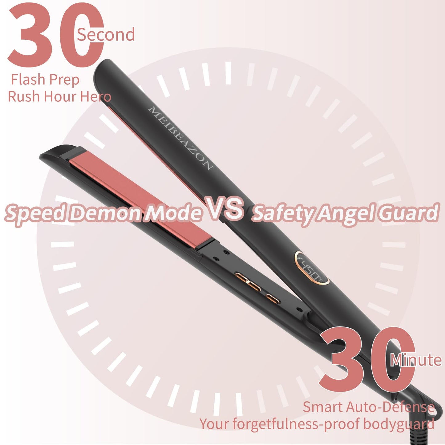 Flat Iron Hair Straightener and Curler 2 in 1, Professional 3D Floating Ceramic Plates with Travel Dual Voltage, Negative Ion, LED Display & Auto Shut-Off for Smooth, Shiny, Frizz-Free Hair