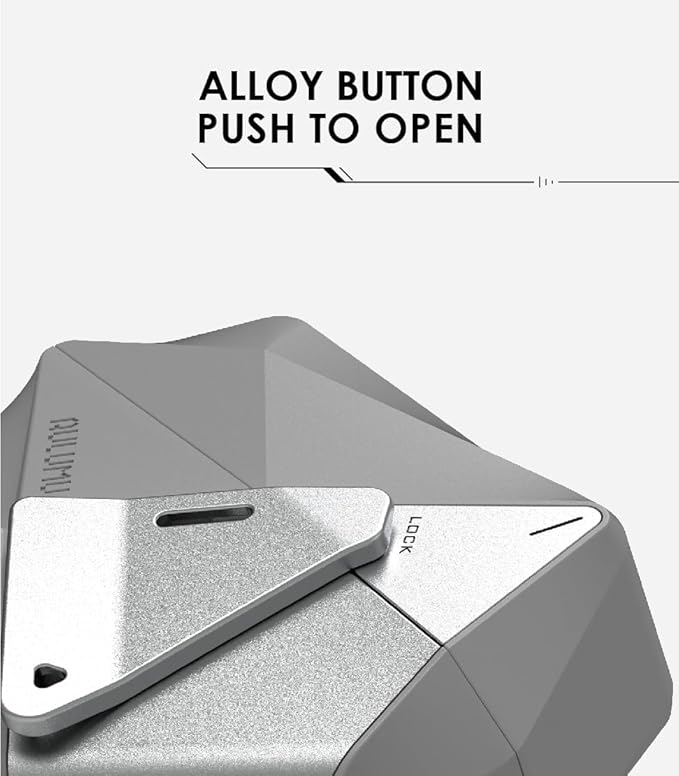 Aulumu A09 Geometric AirPods Pro 2 Case [2nd/1st Generation] with Lock | Protective Cover with Nylon Buckle | Alloy Armour | Compatible with Apple AirPods Pro(2023/2022/2019) - Gray