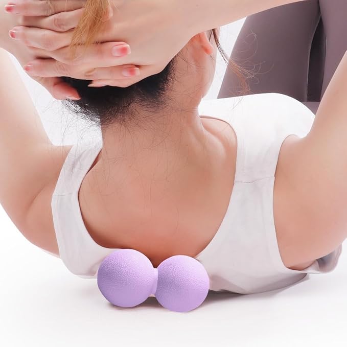 2 PCS Peanut Massage Ball Roller, Double Lacrosse Ball, Acupoint Myofascial Release, Muscle Knot Relaxer Trigger Point for Physical Therapy, Occipital, Back Knot, Psoas Muscle Release Tool (Purple)
